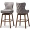 Baxton Studio Gradisca Grey Button-Tufted Upholstered Swivel Barstool, PK2 129-7073 - alternate 1